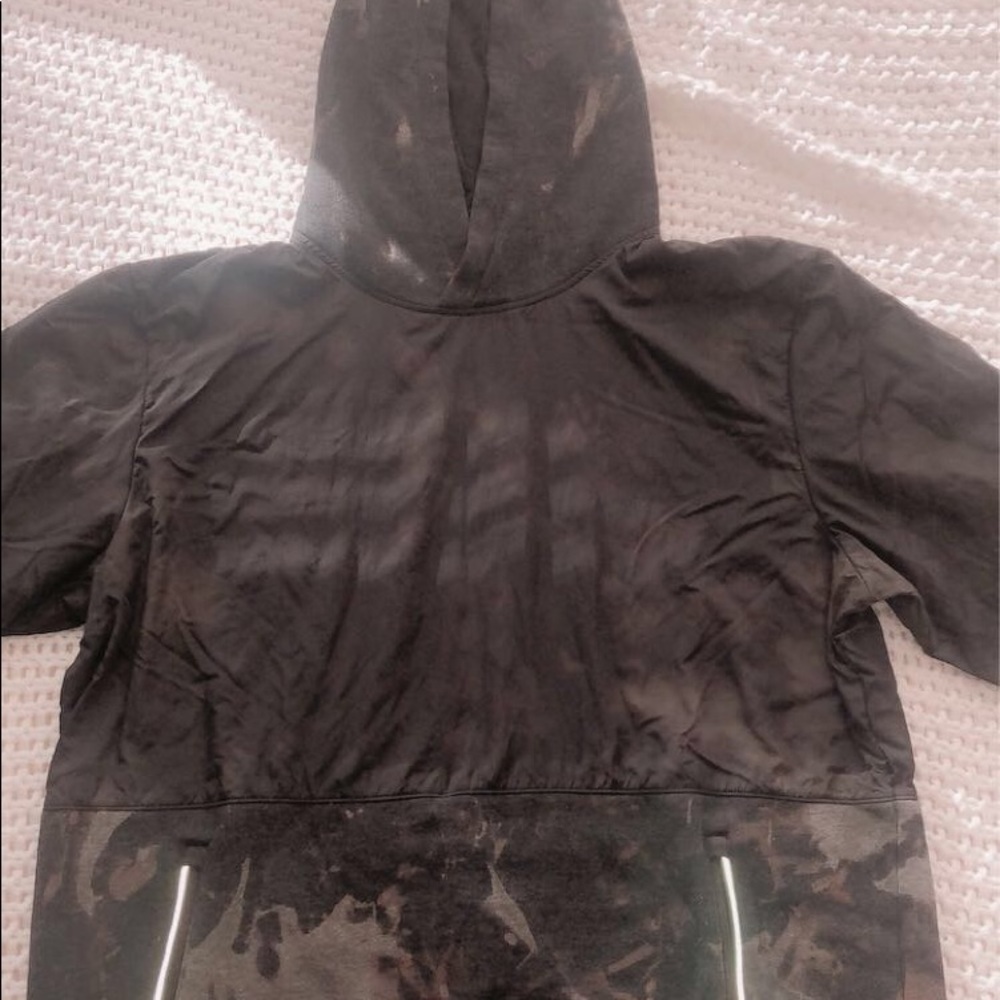 Black Bleach Wash Hooded Sweatshirt